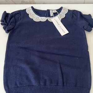 NWT Janie and Jack Navy Sweater with white Lace Collar